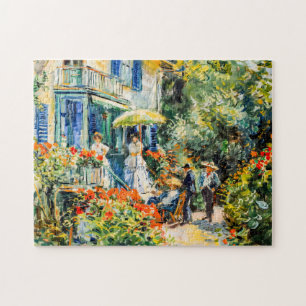 Puzzle Grupo de personas en jardín delante de una villa