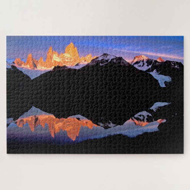 Puzzle Grupo Fitz Roy Reflejado en Lagos Glaciares (Horizontal)