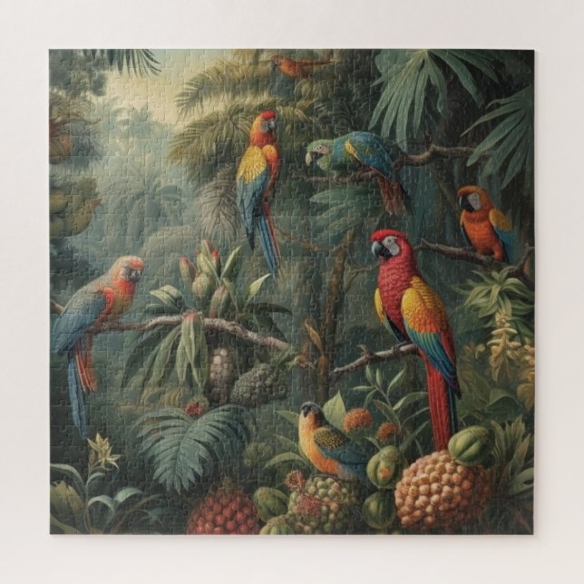 Puzzle Guacamayo Escarlata de Mosaico de Jungla y Piña (Vertical)