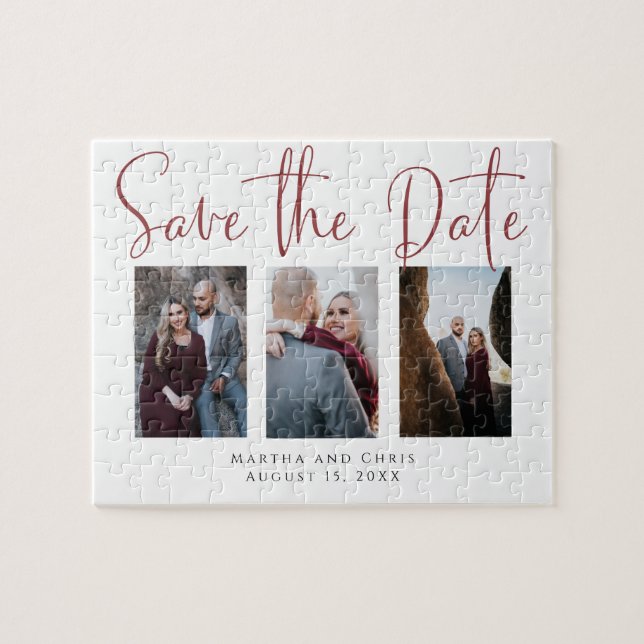 Puzzle Guardar la Fecha 3 Foto Boda Compromiso Personaliz (Horizontal)