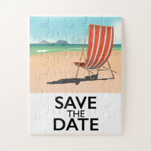 Puzzle Guardar la fecha silla de playa vintage
