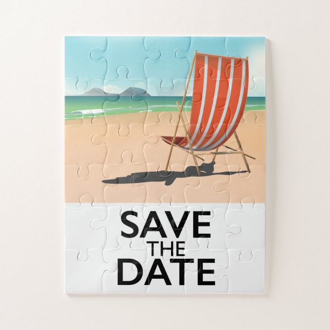 Puzzle Guardar la fecha silla de playa vintage (Vertical)