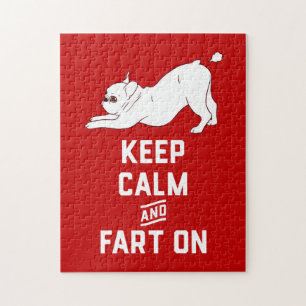 Puzzle Guarde la calma y Fart encendido con el bulldog