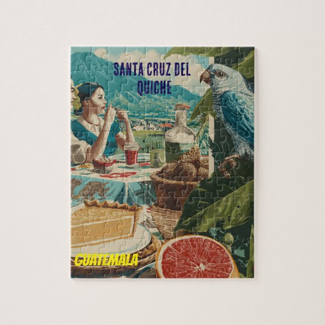 Puzzle GUATEMALA, SANTA CRUZ DEL QUICHE Retro poster (Vertical)
