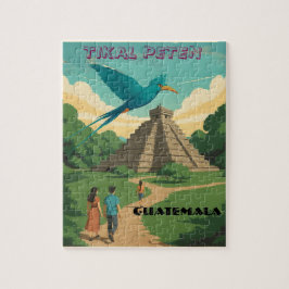 Puzzle GUATEMALA, TIKAL PETEN Retro poster