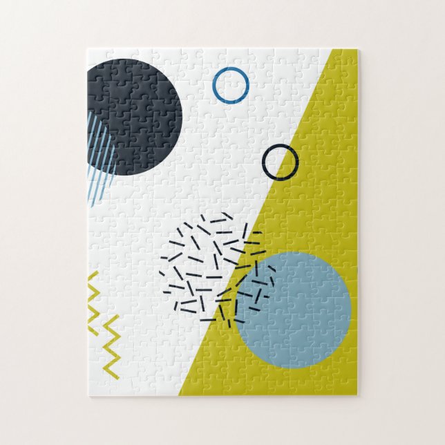 Puzzle Guay, de moda, moderno, geométrico azulverde de (Vertical)