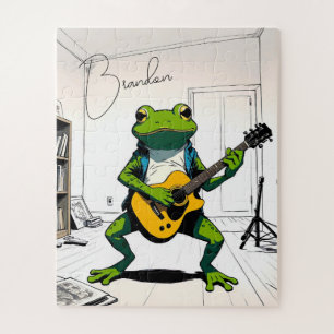 Puzzle Guay Frog tocando guitarra en estudio de dormitori
