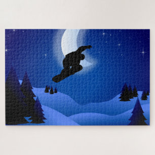 Puzzle Guay Night Silhouette Snowboarding Mountain