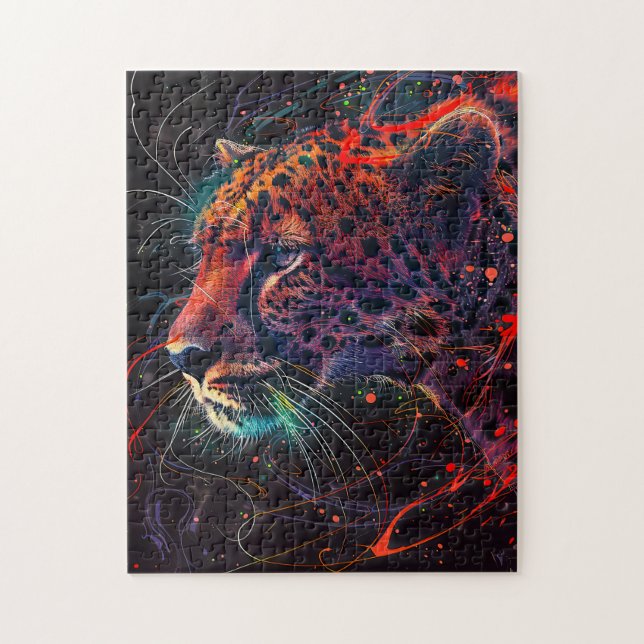 Puzzle Guepardo con rastros de luz rojiza (Vertical)
