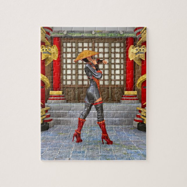 Puzzle Guerrera asiática doncella fantasía samurái obra d (Vertical)