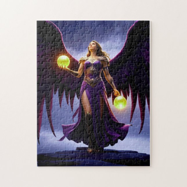Puzzle Guerrero ángel con orbes brillantes (Vertical)