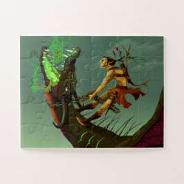 Puzzle Guerrero elfo luchando contra un dragón