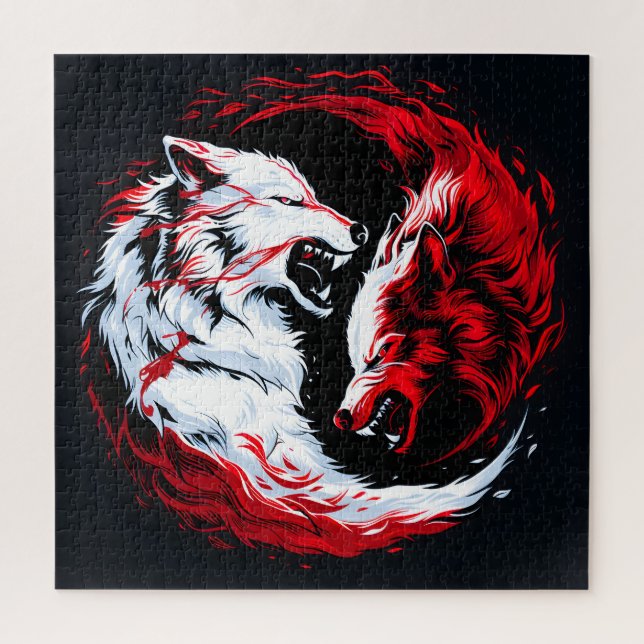 Puzzle Guerrero Lobo Cósmico Rojo Blanco (Vertical)