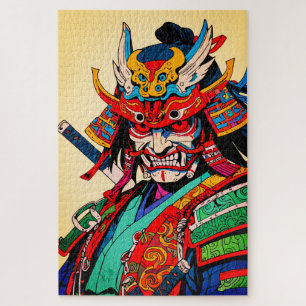Puzzle Guerrero Samurái Feroz – Colorido Bushido Japonés