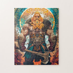 Puzzle Guerrero vikingo con hacha Mitología nórdica Cómic