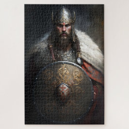 Puzzle Guerrero vikingo de IA sosteniendo escudo