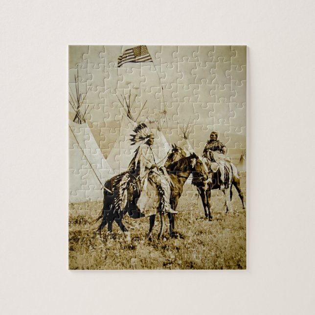 Puzzle Guerreros de cabeza llana del nativo americano del (Vertical)