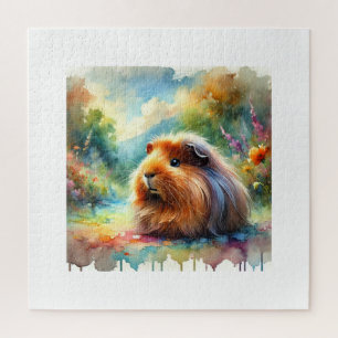Puzzle Guinea Pig in a Serene Watercolor Garden 160724ARE