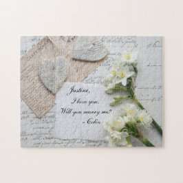 Puzzle Guión antiguo romántico, corazones, flor propuesta