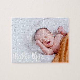 Puzzle Guión de foto de llegada de bebé nuevo moderno min