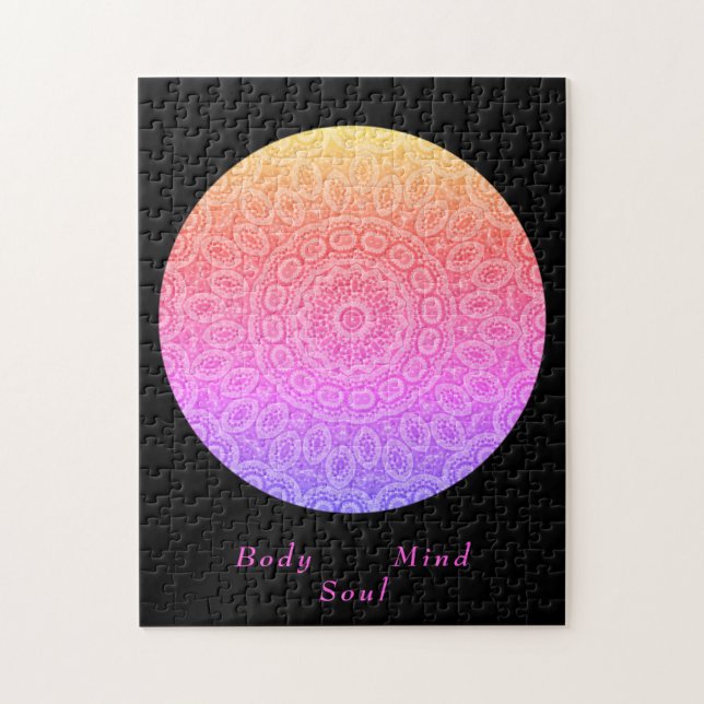 Puzzle Guión de meditación negro rosa moderno Boho mandal (Vertical)