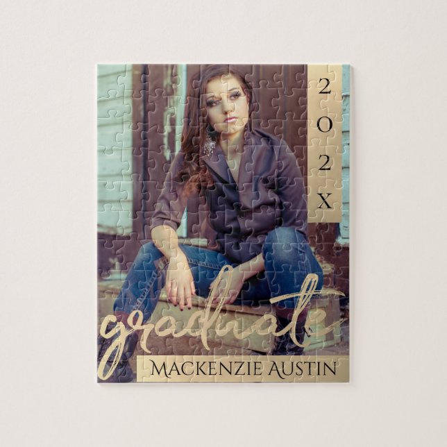 Puzzle Guión de oro para graduados | Elegante foto de gra (Vertical)