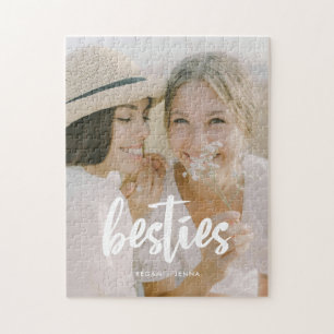 Puzzle Guión minimalista personalizado "Besties" foto y n