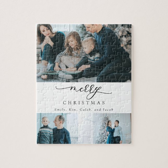 Puzzle Guión mínimo moderno 3 foto Feliz Navidad (Vertical)