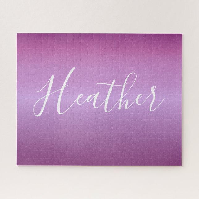Puzzle Guión violeta púrpura y blanco Personalizado (Horizontal)