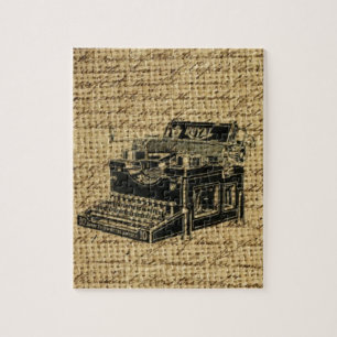 Puzzle guiones de periodista burlap máquina antigua