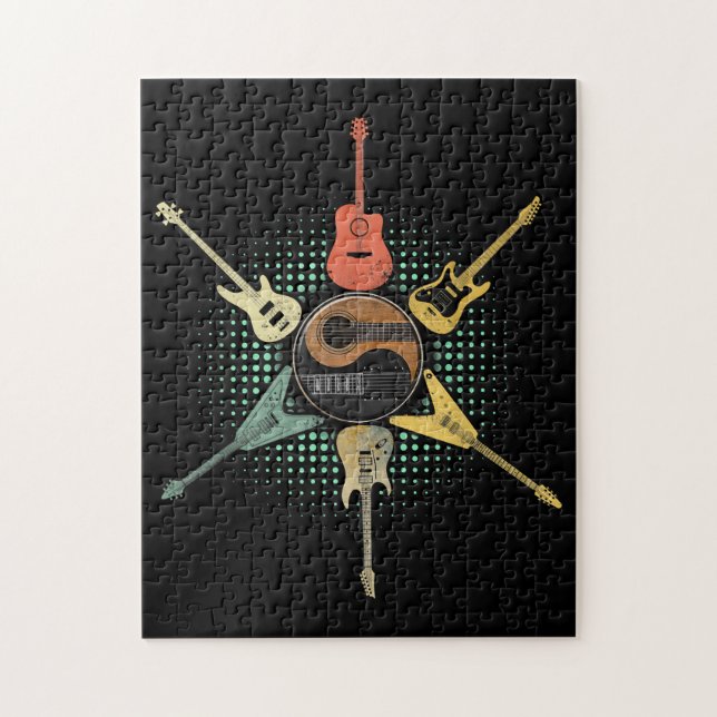 Puzzle Guitar Lover - Retro Style | Regalo Para Guitarist (Vertical)
