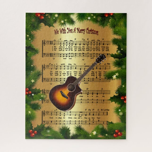 Puzzle Guitar ~ "Te deseamos una Feliz Navidad" ~ (Vertical)