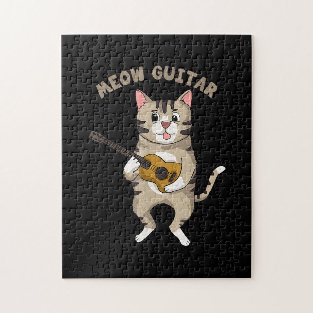 Puzzle Guitarista Meow Guitar Cute Gato Jugando Navidad D (Vertical)