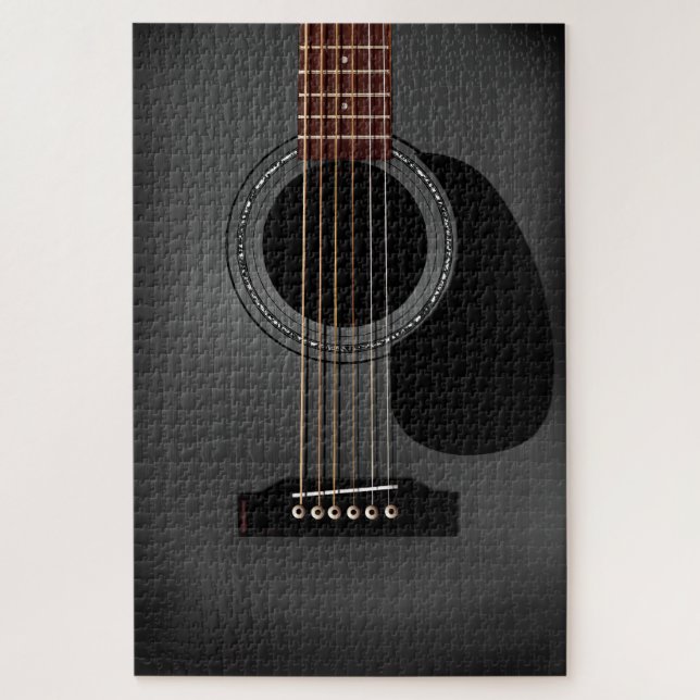 Puzzle Guitarra acústica negra de ceniza (Vertical)