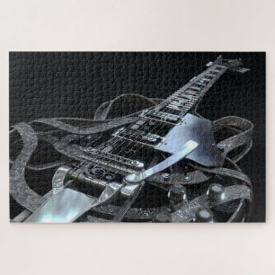 Puzzle Guitarra eléctrica gris plata