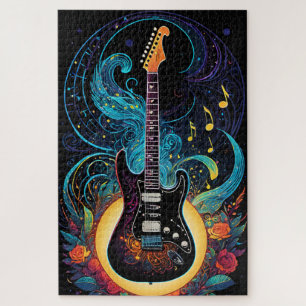 Puzzle Guitarra Eléctrica Música y Rosas