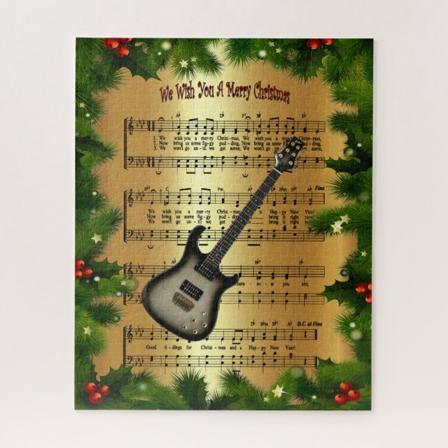 Puzzle Guitarra Eléctrica~ "Te Deseamos Una Feliz Navidad (Vertical)