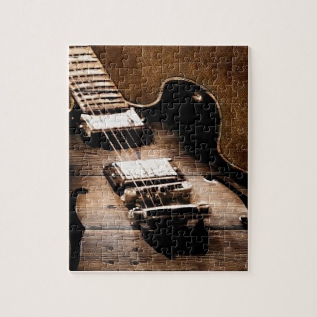 Puzzle Guitarra occidental de madera de la música country (Vertical)