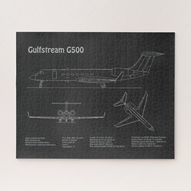 Puzzle Gulfstream G500 - Planes Blueprint de avión PD (Horizontal)
