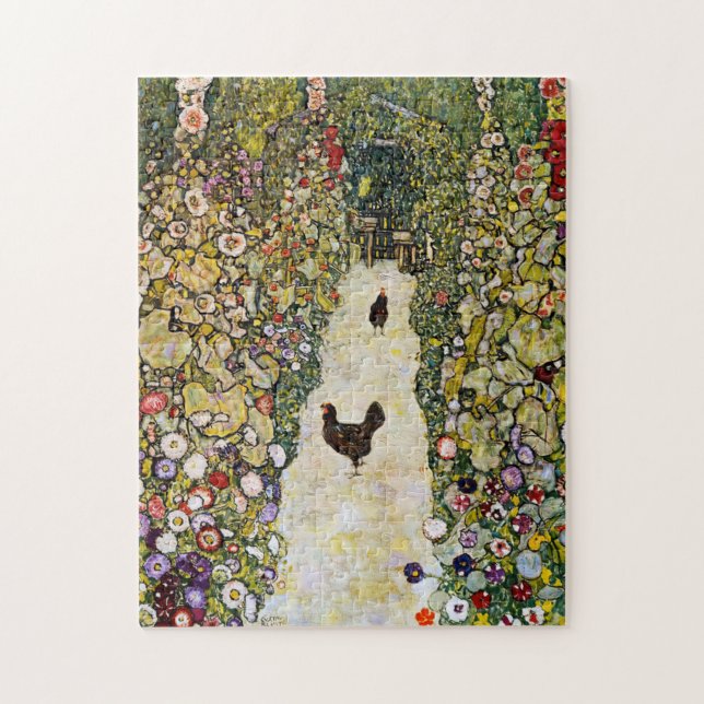 Puzzle Gustav Klimt - Camino de jardín con pollos (Vertical)