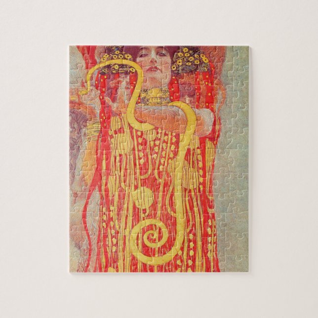 Puzzle Gustav Klimt Red Woman Gold Snake Pintura (Vertical)