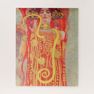 Puzzle Gustav Klimt Red Woman Gold Snake Pintura