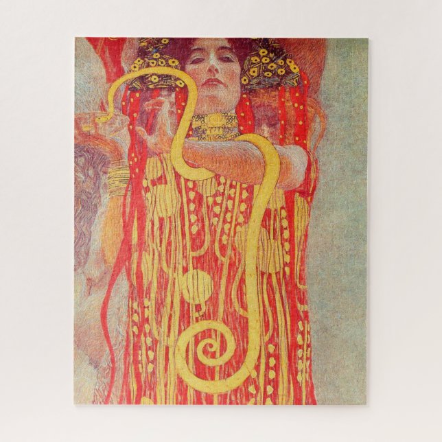 Puzzle Gustav Klimt Red Woman Gold Snake Pintura (Vertical)