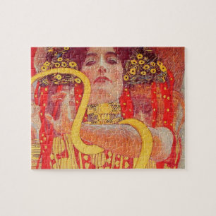 Puzzle Gustav Klimt Red Woman Gold Snake Pintura