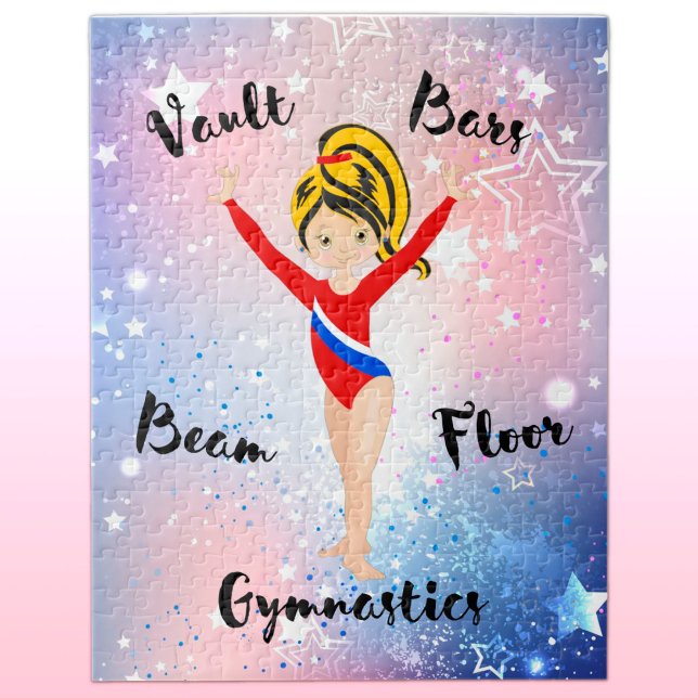 Puzzle Gym Star Black / Blonde, Hazel Eyes, Red Leotard   (Subido por el creador)