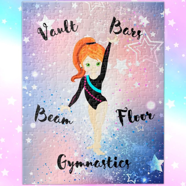 Puzzle Gym Star Ginger Hair, Green Eyes, Black Leotard (Subido por el creador)