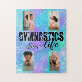 Puzzle Gymnastics Life Pastel Personalized Name & 4 Photo