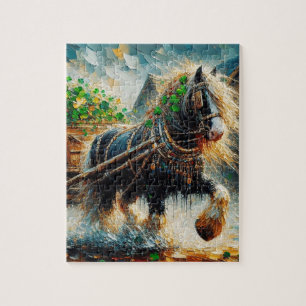 Puzzle Gypsy Vanner Pulling Shamrock Carro St Patrons