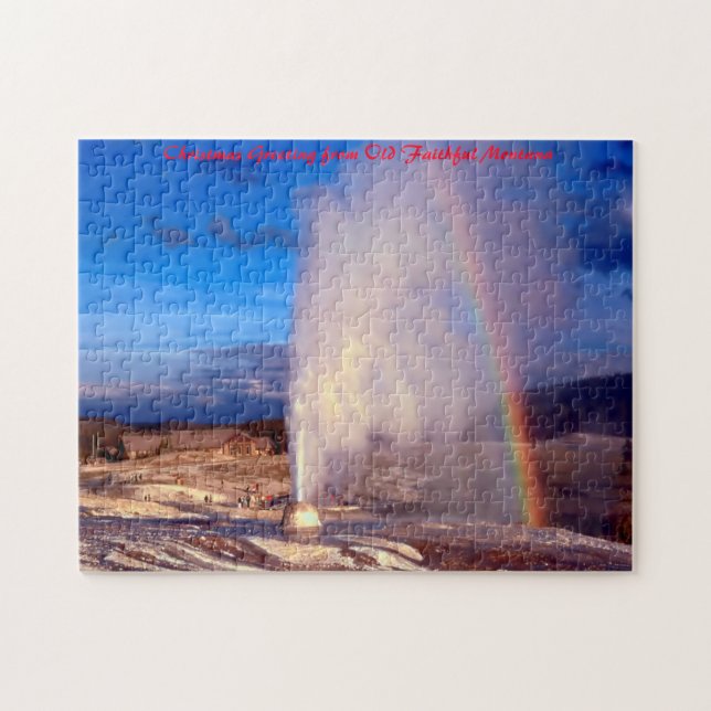 Puzzle Gyser Yellowstone. Saludo de navidades (Horizontal)
