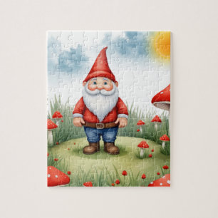 Puzzle Habitación infantil Cute Gnome Red Mushrooms